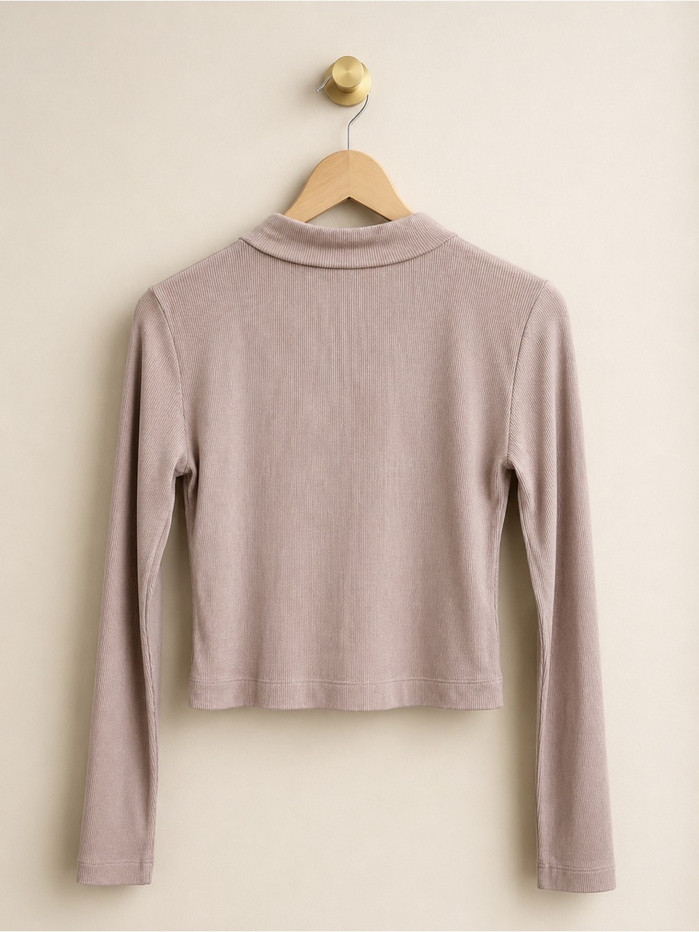 Shinestar Ribbed Mock Neck Long Sleeve Top Blush Pink Size Large - Picture 2 of 3